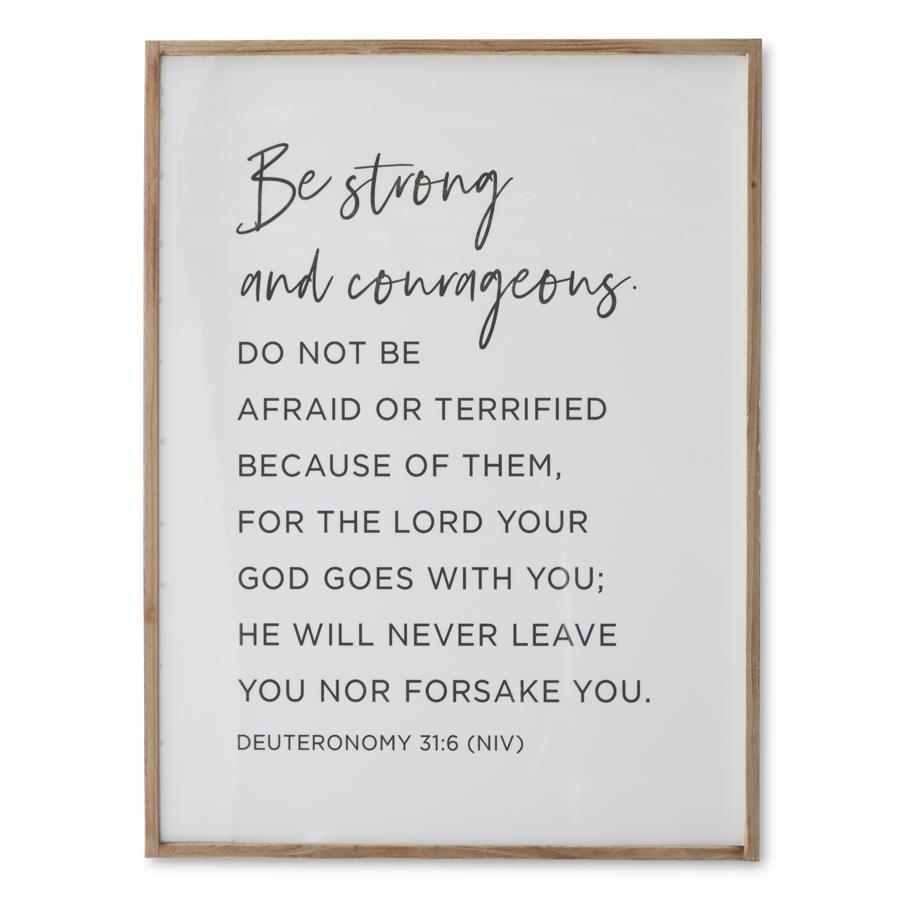 31.5 Inch BE STRONG & COURAGEOUS Wood Sign