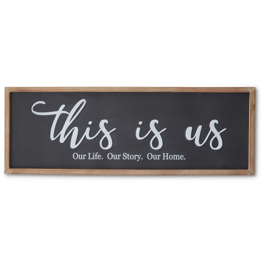 31.5 Inch Wood Framed Black Metal THIS IS US Sign